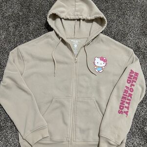 Sanrio Beige Hello Kitty Women’s Zip-Up Hoodie Size Medium